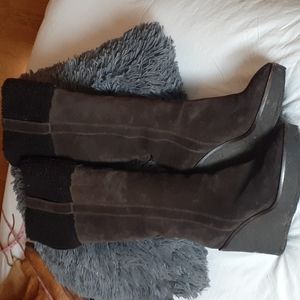 Yves Saint Laurent YSL knee high suede shearling brown suede boots sz 10